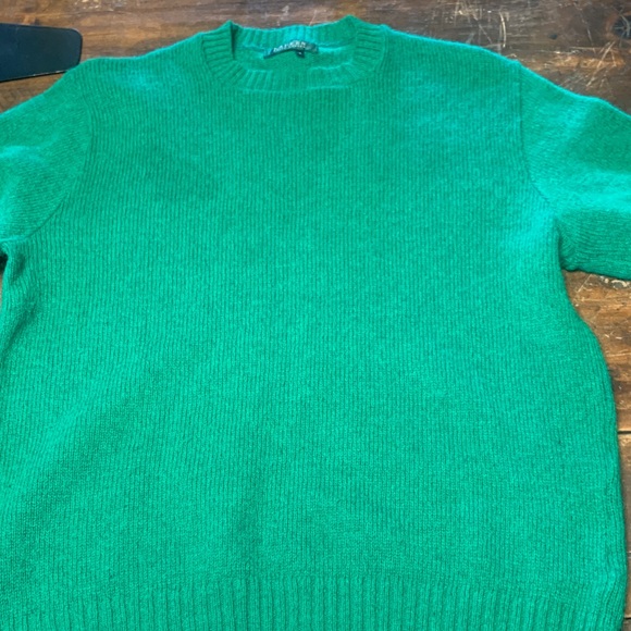 LAUREN RALPH LAUREN KELLY GREEN WOOL CREWNECK PULLOVER SWEATER